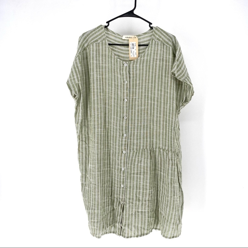 Rokoko Women's Madison Striped Linen Blend Mini Dress - M